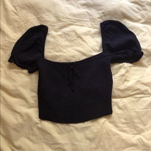 aritzia wilfred smocked puff sleeve blouse